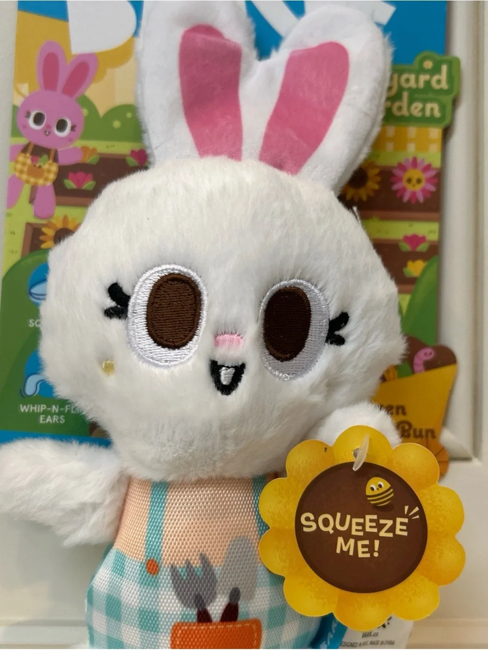 Bark Plush Bunny Toy - White, Pink & Blue Gingham
